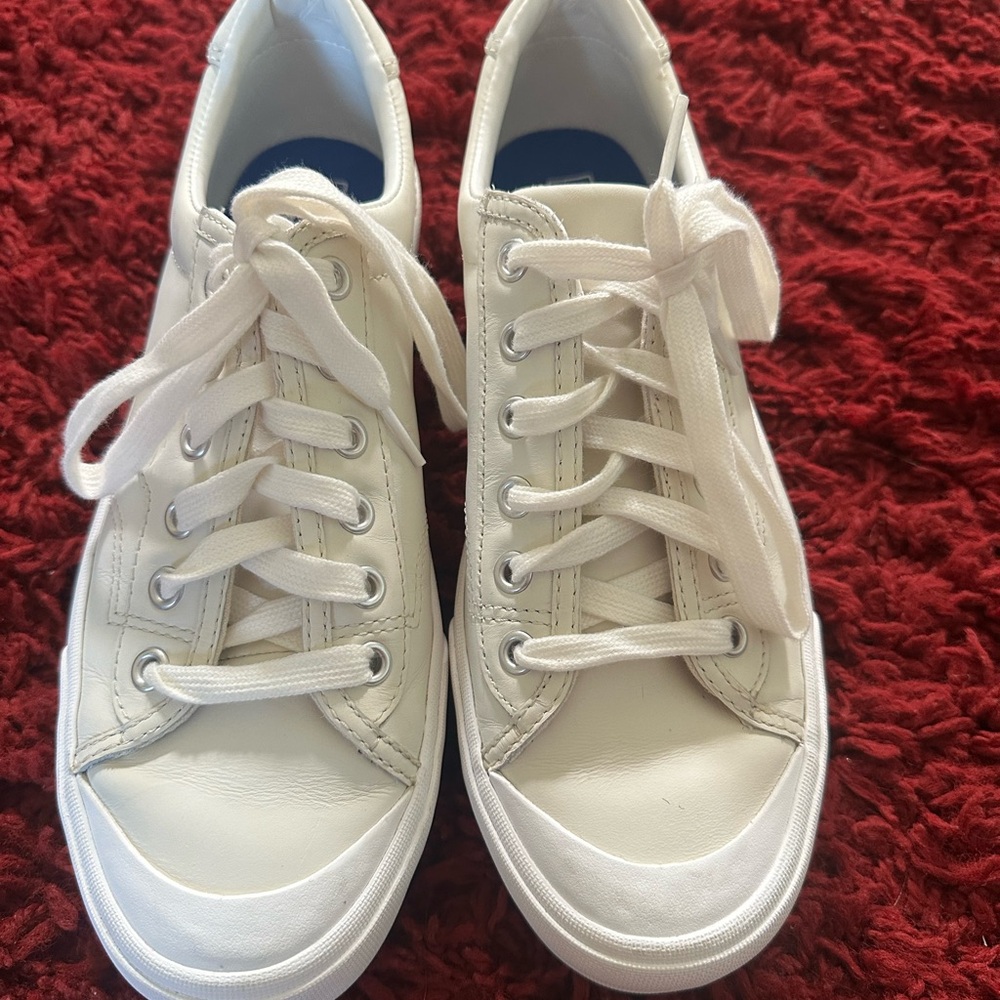 White Lace-Up Sneakers